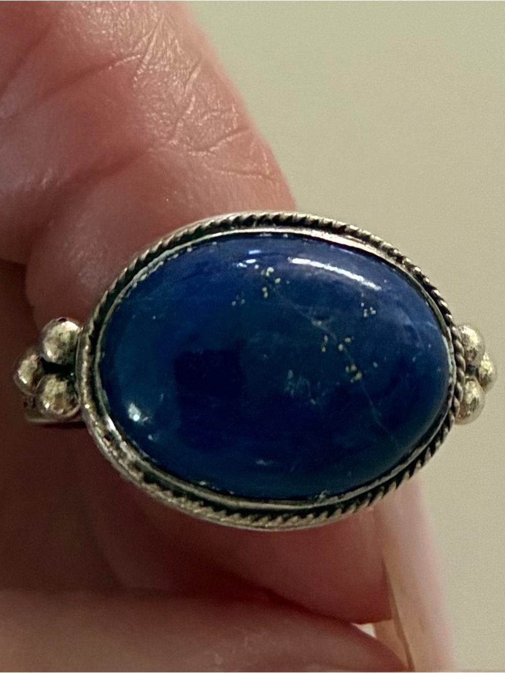 Blue Lapis Oval Sterling Ring - Women Jewelry